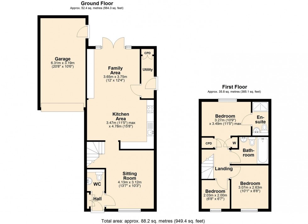 Floorplan for Peabody Way, Warwick