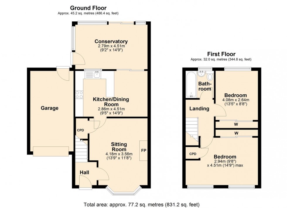 Floorplan for Whitethorn Drive, Leamington Spa