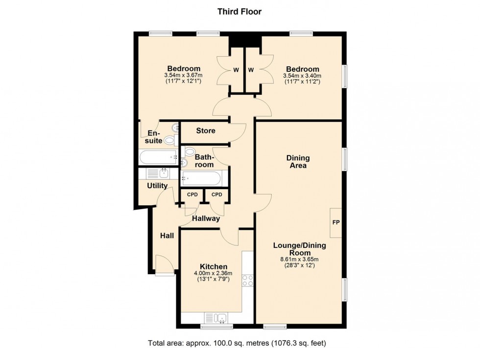 Floorplan for Squirhill Place, Russell Terrace, Leamington Spa