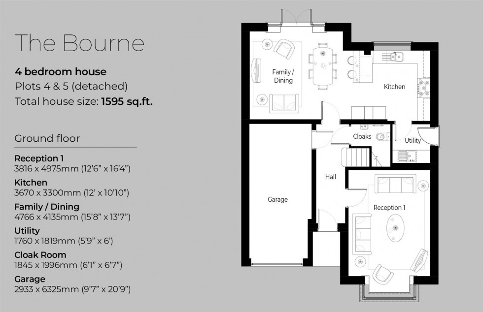 Floorplan for Plot 4, The Bourne, Maypole Place, Evesham