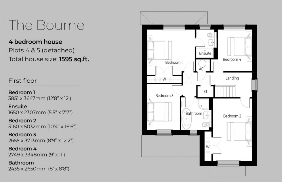 Floorplan for Plot 4, The Bourne, Maypole Place, Evesham