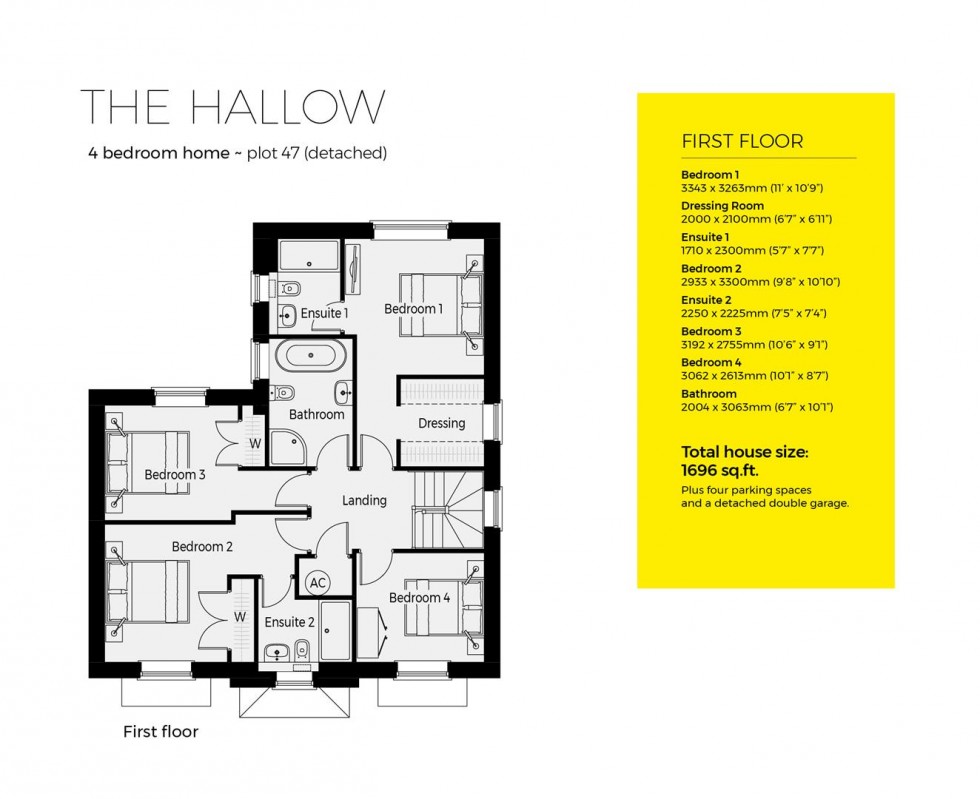 Floorplan for Plot 47, the Hallow, Cygnets Rest, Drakes Broughton