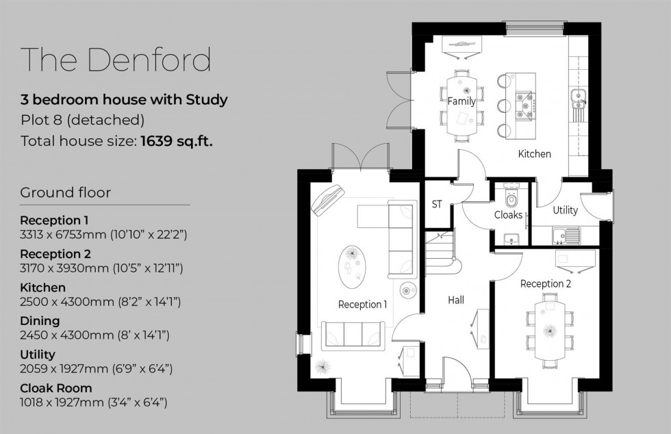 Floorplan for Plot 8, the Denford, Maypole Place, Evesham
