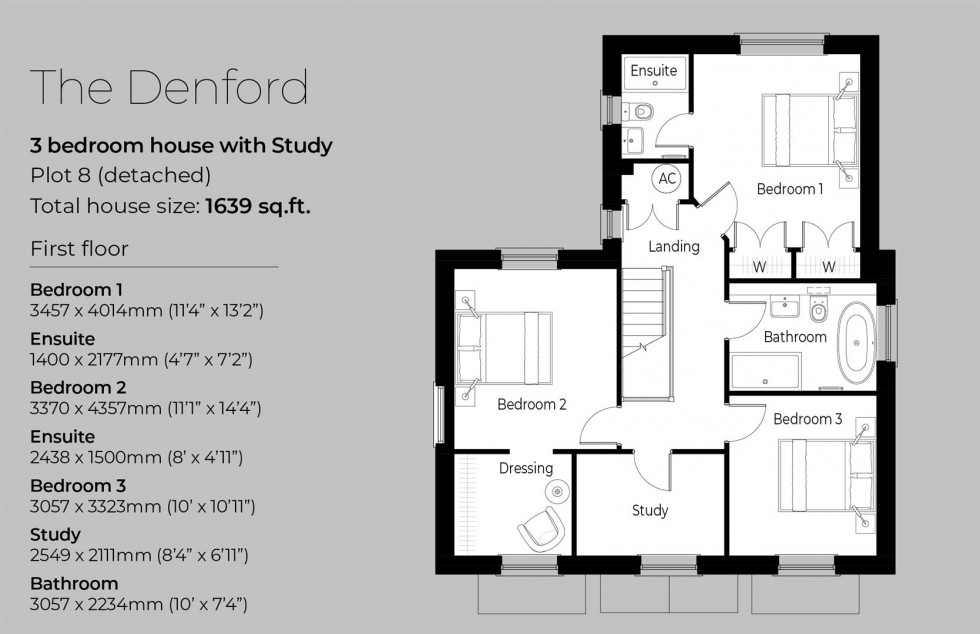 Floorplan for Plot 8, the Denford, Maypole Place, Evesham