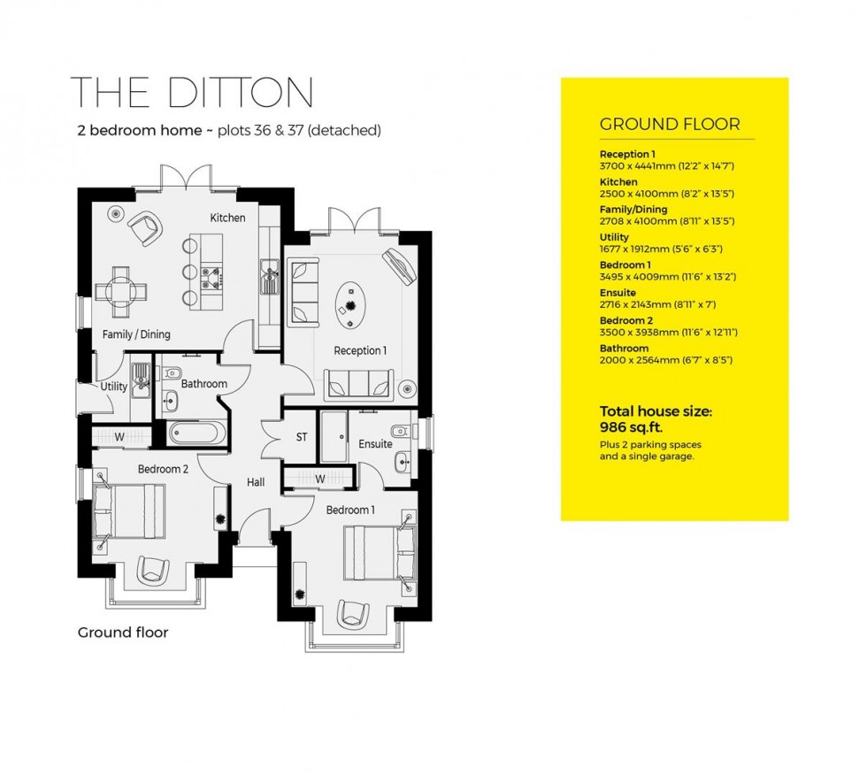 Floorplan for Plot 36, The Ditton, Severn Meadows, Upton Upon Severn