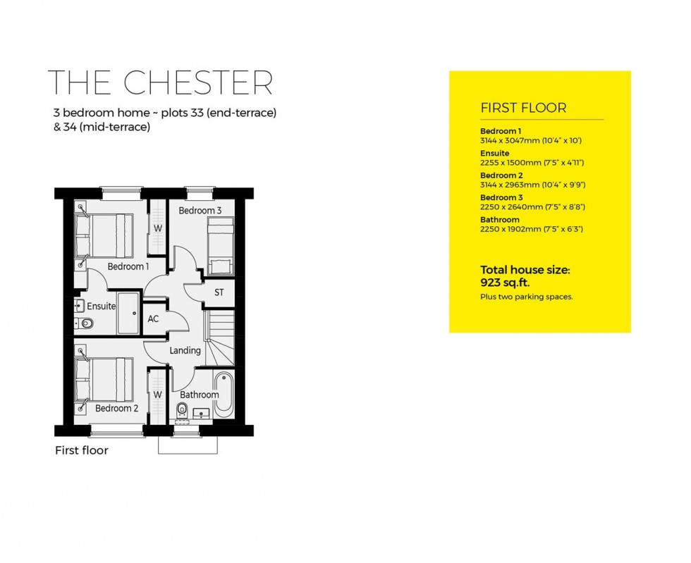 Floorplan for Plot 34, The Chester, Crickley Fields, Brockworth