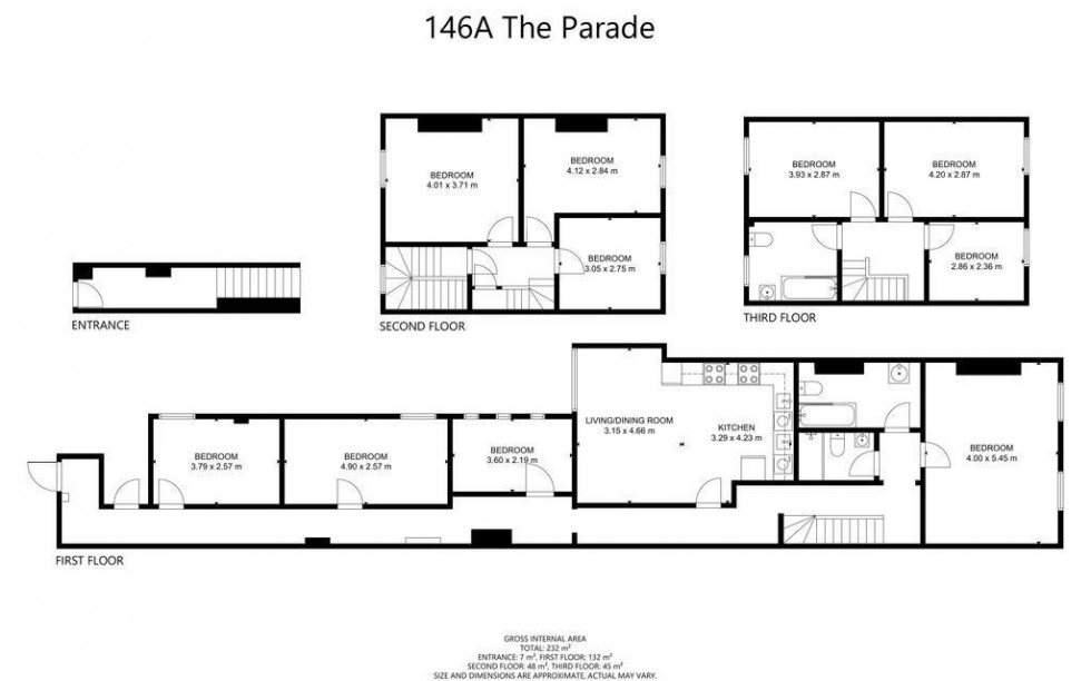 Floorplan for 146a, Parade, Leamington Spa