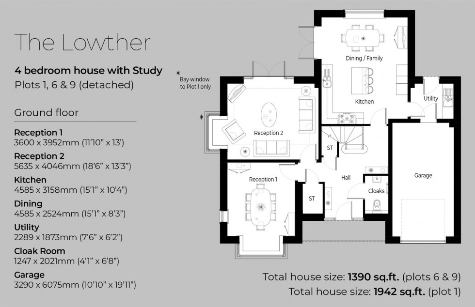 Floorplan for Plot 9, The Lowther, Maypole Place, Evesham