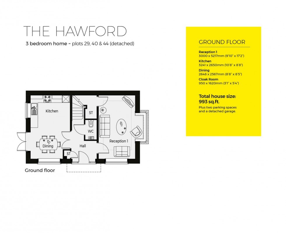 Floorplan for Plot 40, The Hawford, Cygnets Rest, Drakes Broughton