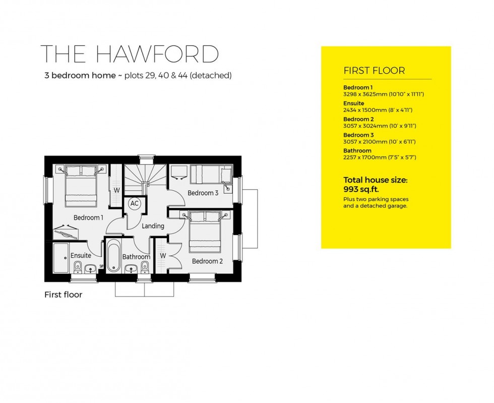 Floorplan for Plot 40, The Hawford, Cygnets Rest, Drakes Broughton