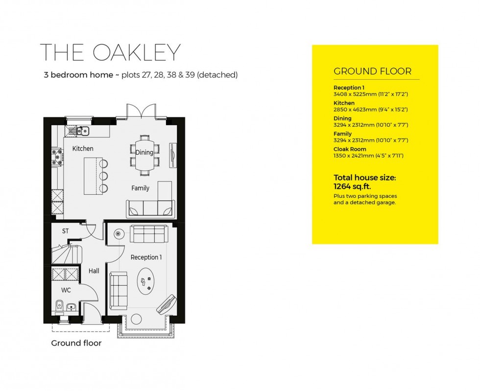 Floorplan for Plot 28, The Oakley, Cygnets Rest, Drakes Broughton