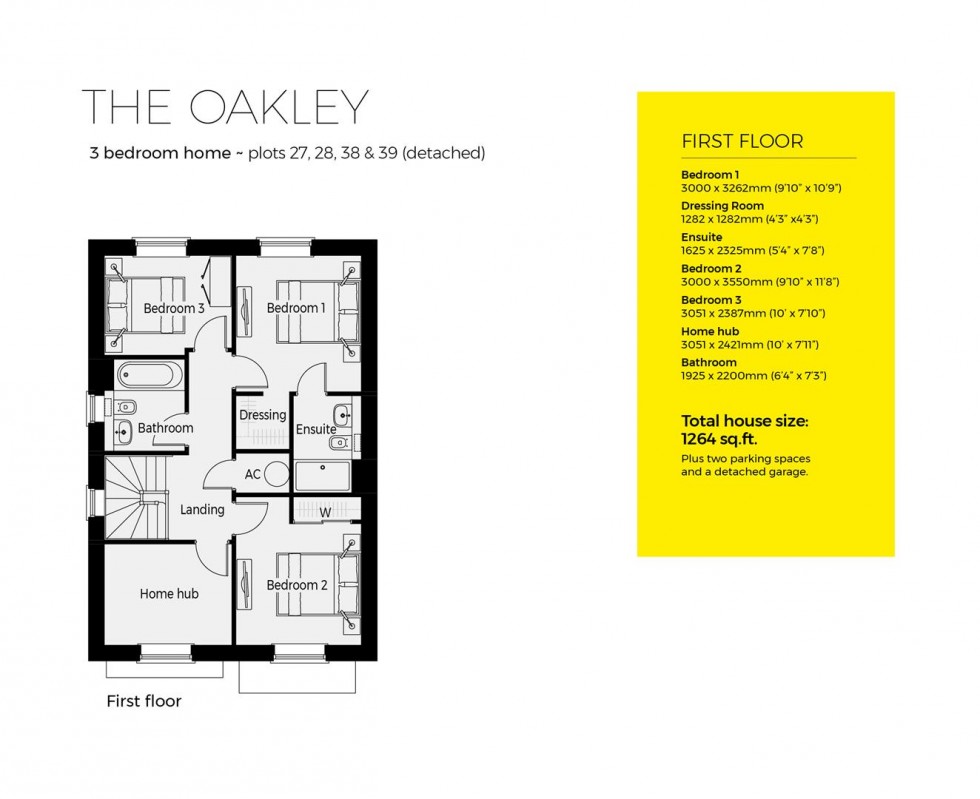 Floorplan for Plot 28, The Oakley, Cygnets Rest, Drakes Broughton