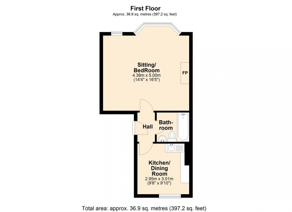 Floorplan for Flat 4, 63, Grove Street, Leamington Spa