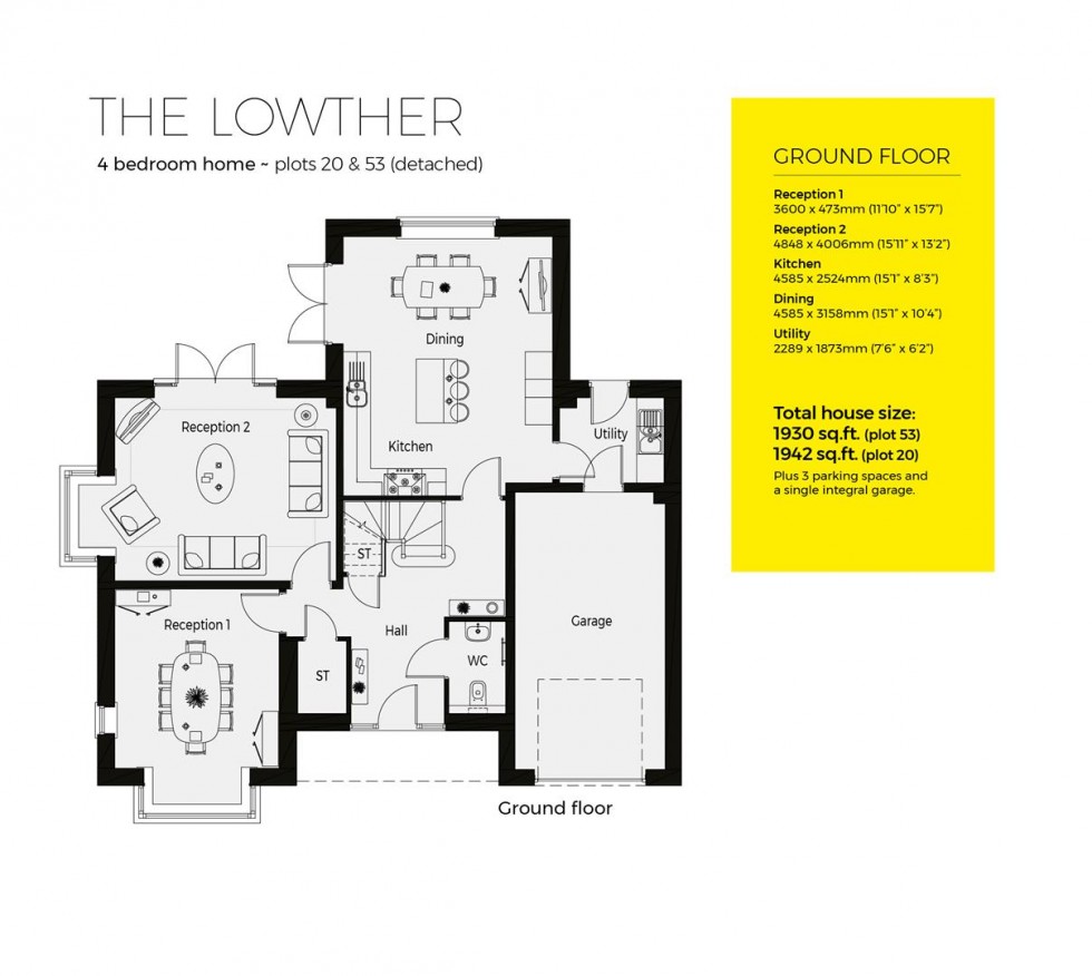 Floorplan for Plot 53, The Lowther, Severn Meadows, Upton Upon Severn