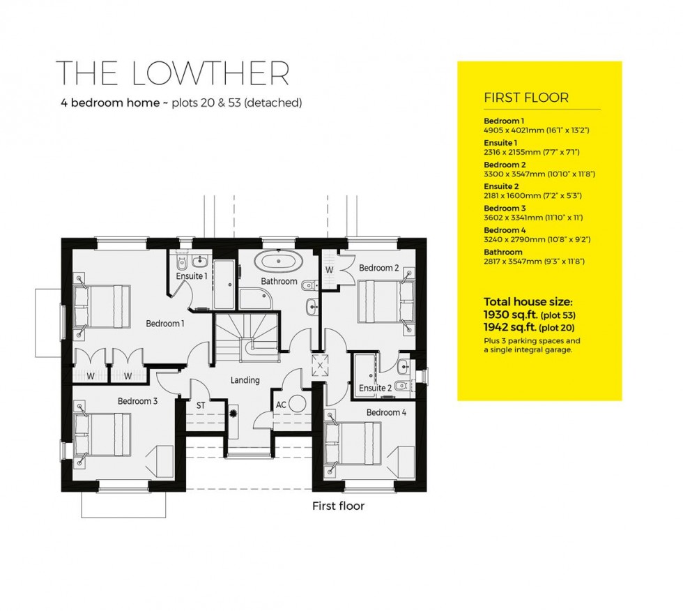 Floorplan for Plot 53, The Lowther, Severn Meadows, Upton Upon Severn