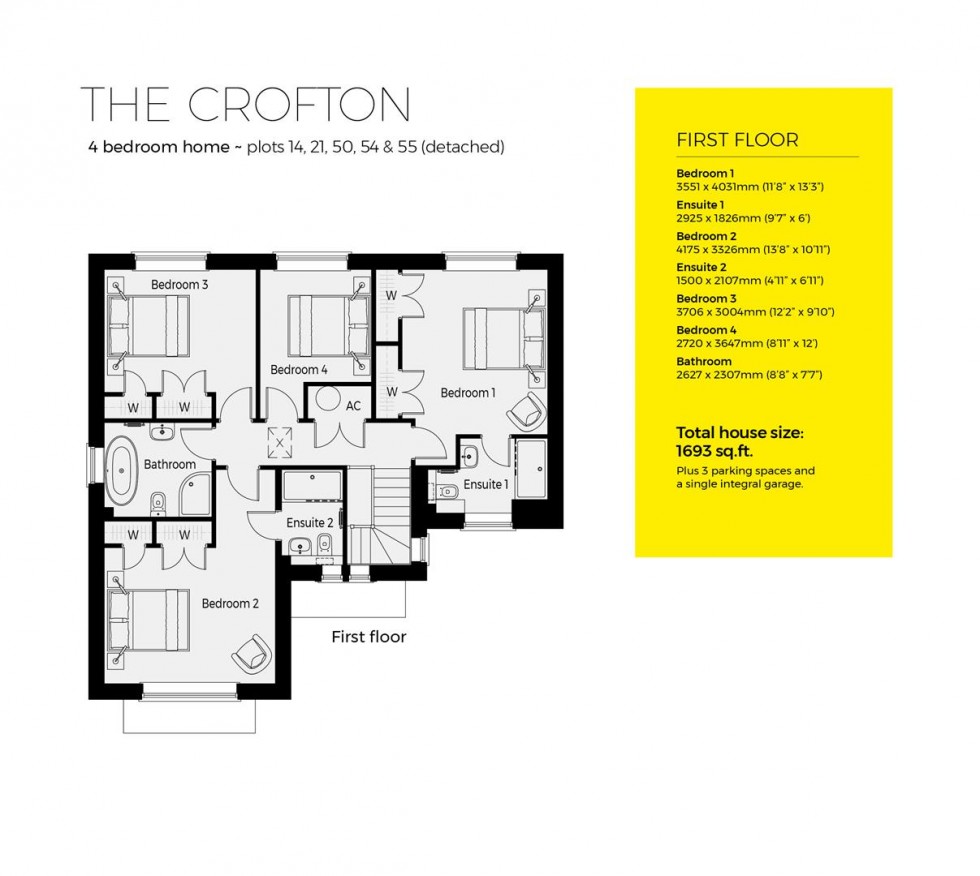 Floorplan for Plot 54, The Crofton, Severn Meadows, Upton Upon Severn