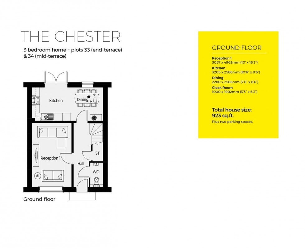 Floorplan for Plot 34, The Chester, Crickley Fields, Brockworth