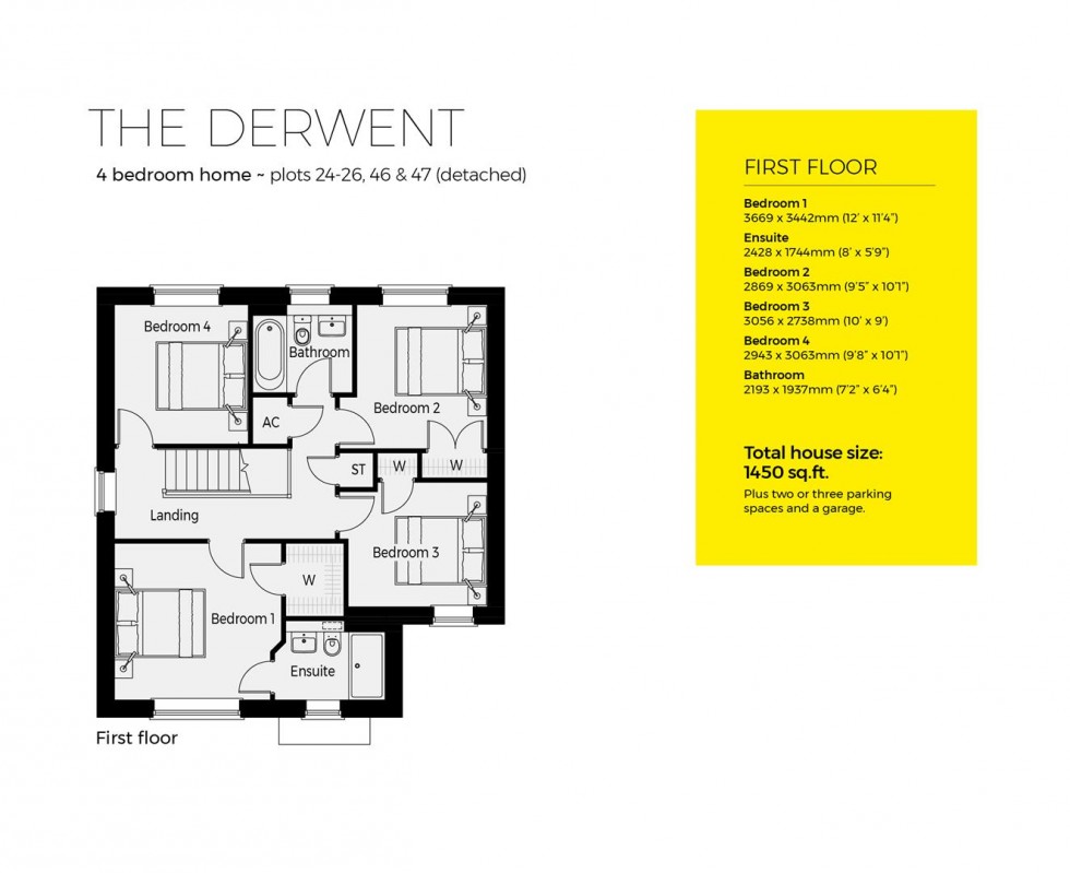 Floorplan for Plot 46 The Derwent, Crickley Fields, Brockworth