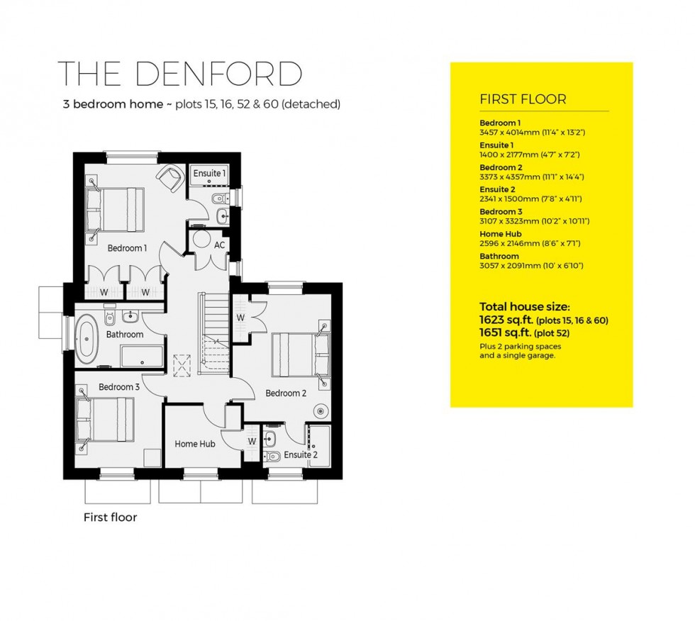 Floorplan for Plot 60, The Denford, Severn Meadows, Upton Upon Severn