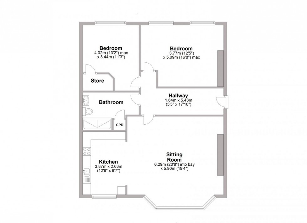Floorplan for Clarence Mansions, Warwick Street, Leamington Spa