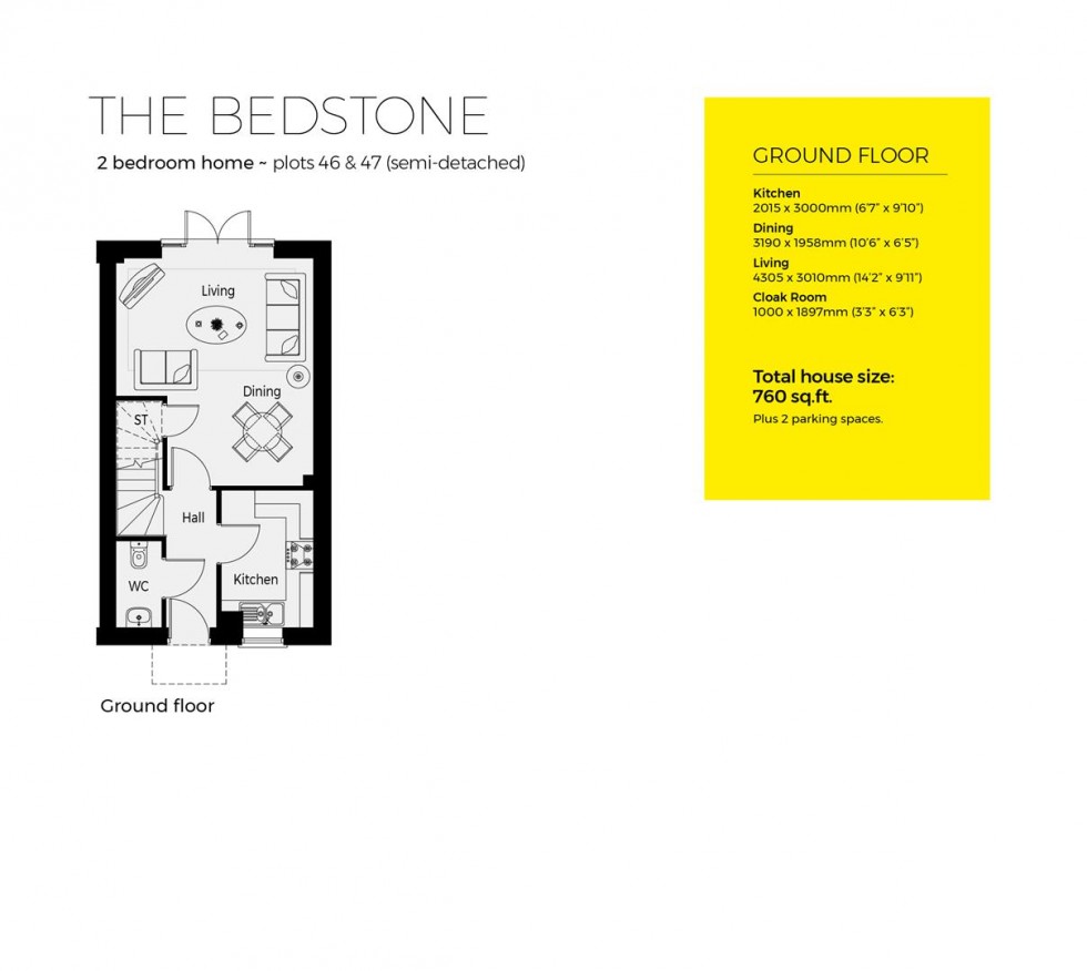 Floorplan for Plot 46, The Bedstone, Severn Meadows, Upton Upon Severn