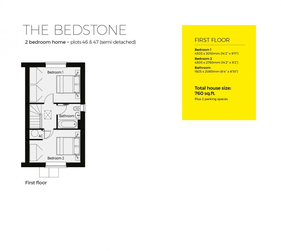 Floorplan for Plot 46, The Bedstone, Severn Meadows, Upton Upon Severn