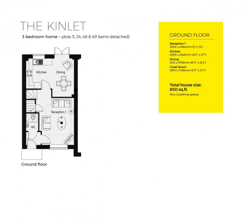 Floorplan for Plot 48, The Kinlet, Severn Meadows, Upton Upon Severn