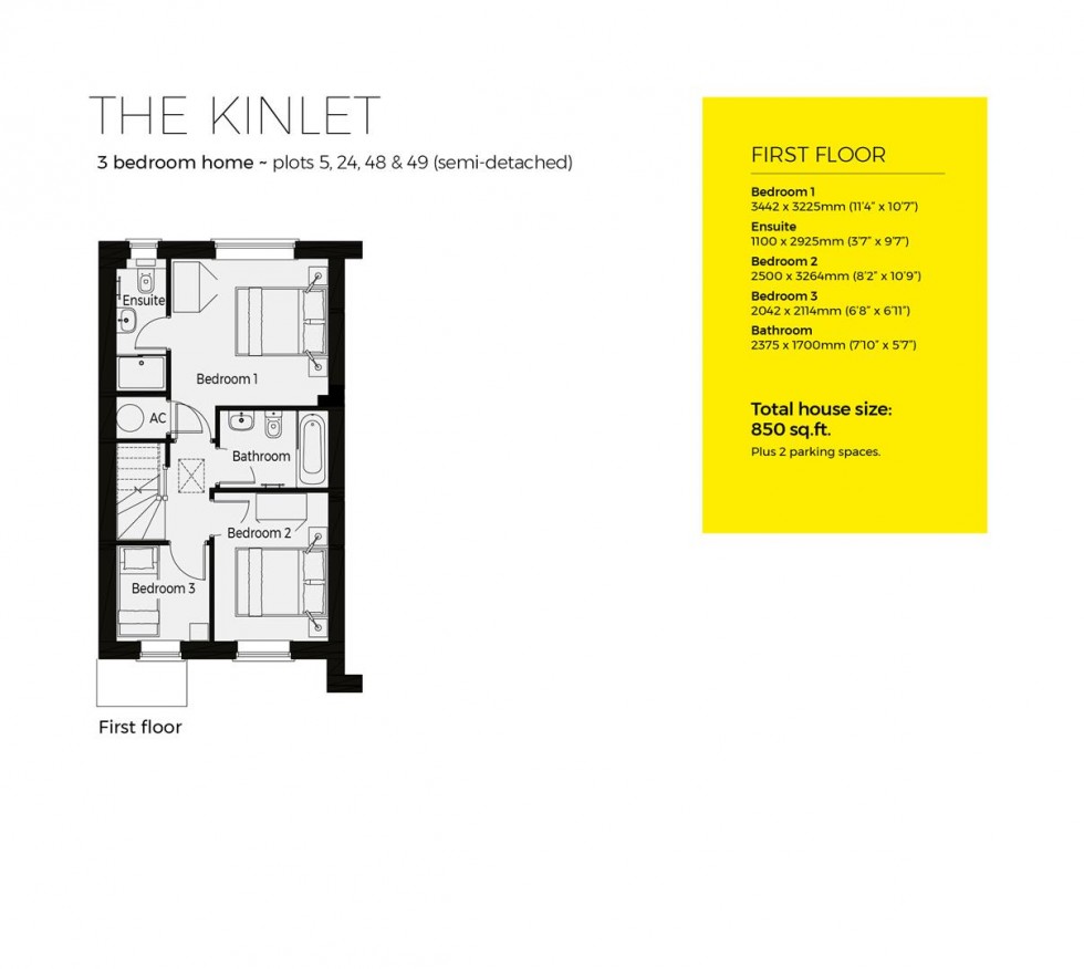 Floorplan for Plot 48, The Kinlet, Severn Meadows, Upton Upon Severn