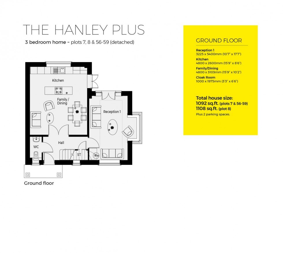 Floorplan for Plots 58, Hanley Plus, Severn Meadows,