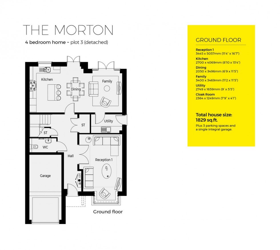 Floorplan for Plot 3, The Morton,  Ambridge Fields, Inkberrow
