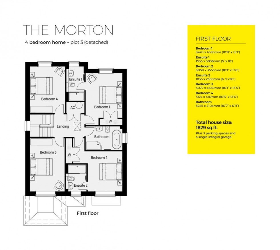 Floorplan for Plot 3, The Morton,  Ambridge Fields, Inkberrow