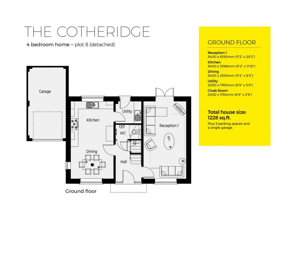 Floorplan for Plot 8, The Cotheridge,  Ambridge Fields, Inkberrow