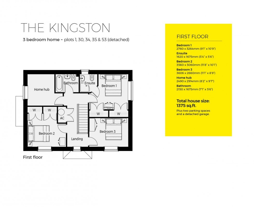 Floorplan for Plot 34, The Kingston, Cygnets Rest, Drakes Broughton