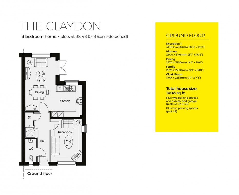 Floorplan for Plot 32, The Claydon, Cygnets Rest, Drakes Broughton