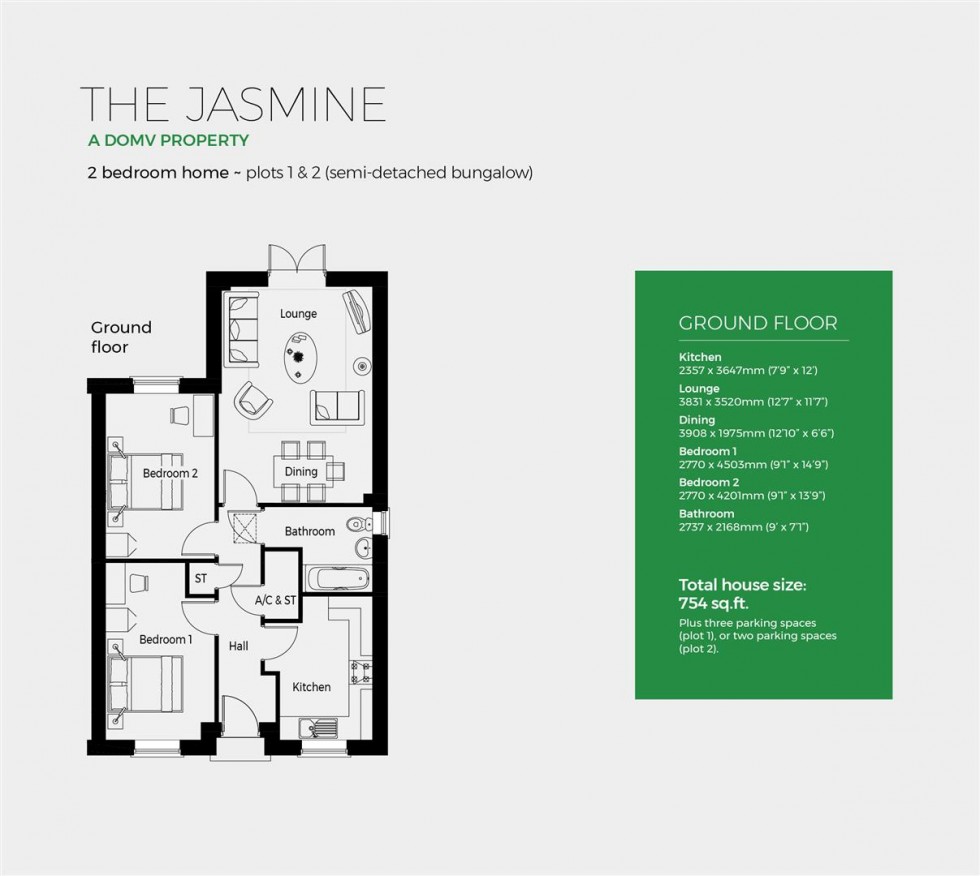 Floorplan for Plot 2, The Jasmine, Severn Meadows,