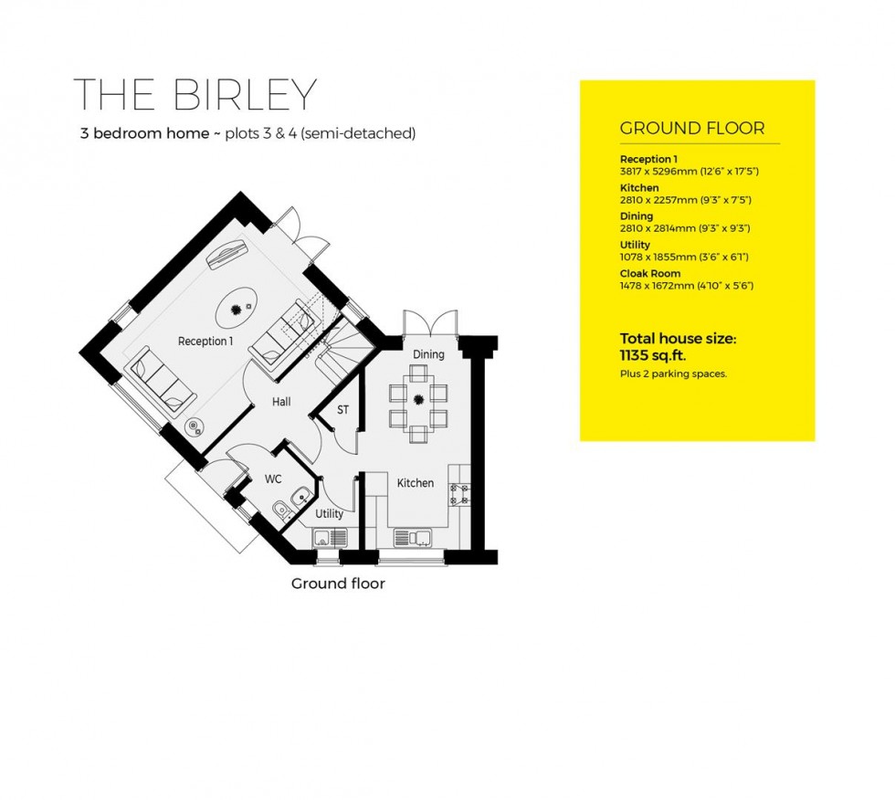 Floorplan for Plot 3, The Birley, Severn Meadows, Upton Upon Severn