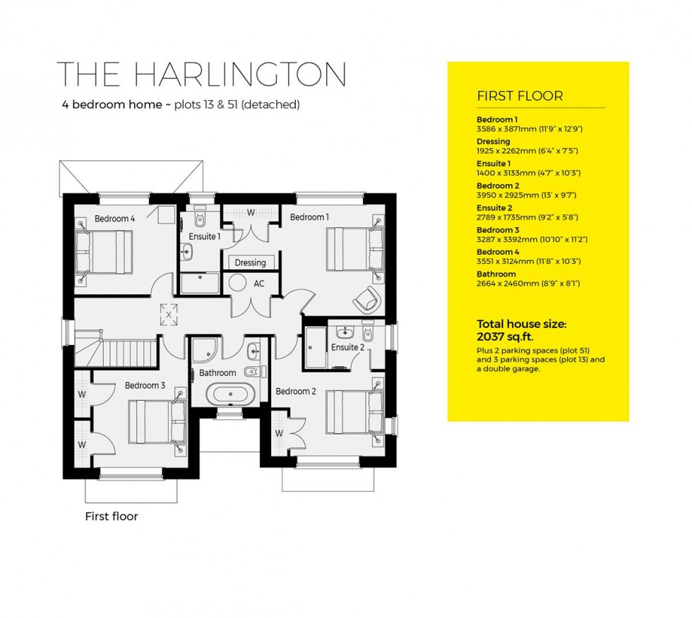 Floorplan for Plot 51, The Harlington,  Severn Meadows, Upton Upon Severn
