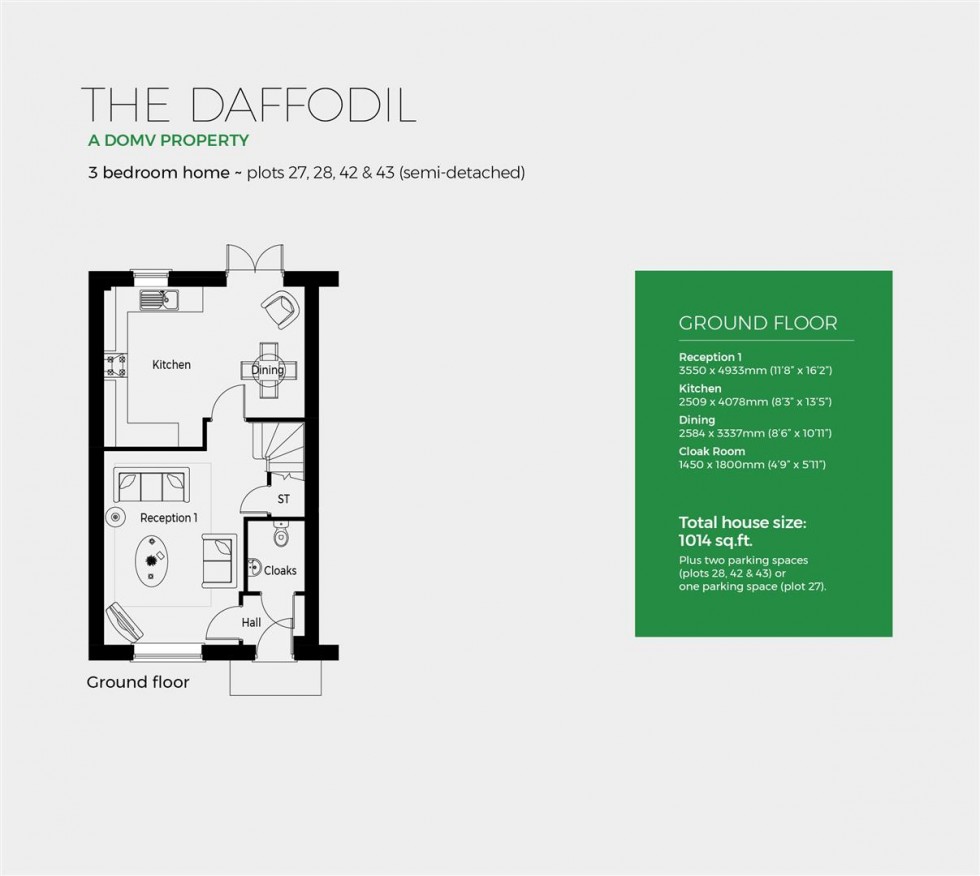 Floorplan for Plot 27, The Daffodil, Severn Meadows